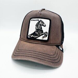 Goorin Bros The Farm Stallion Hat Cap Brown Black Mesh Back Trucker Adult OSFA